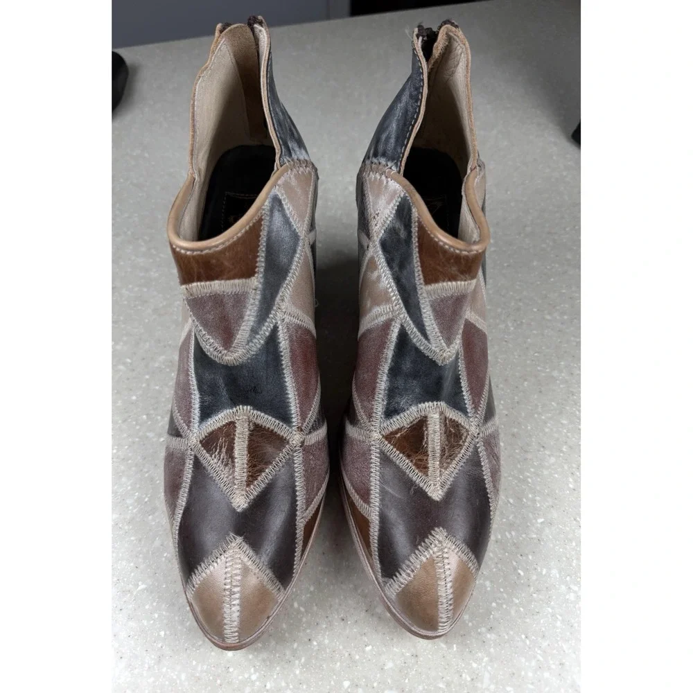 Freebird‎ By Steven Steel Patchwork Leather Western Boho Ankle Boots Women's 11